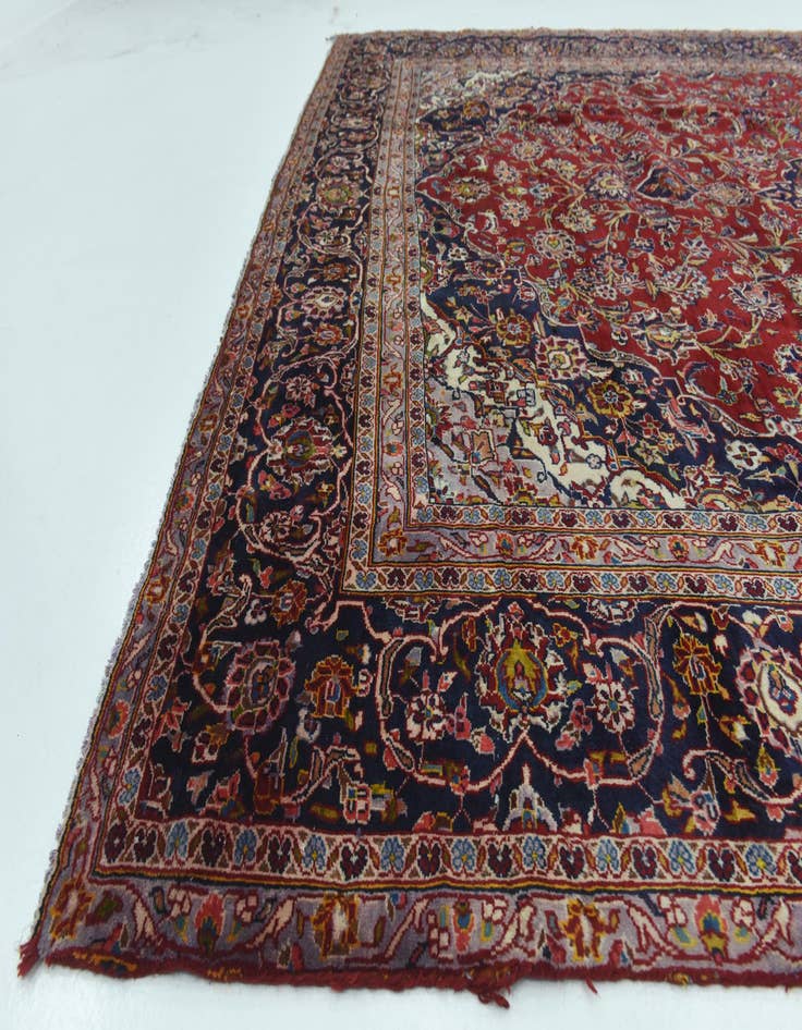 Detail image of  9' 4 x 13' 4  Hand Knotted Kashan Persian Wool Rug