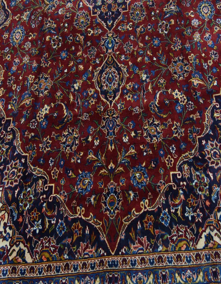 Detail image of  9' 7 x 13' 2  Hand Knotted Kashan Persian Wool Rug