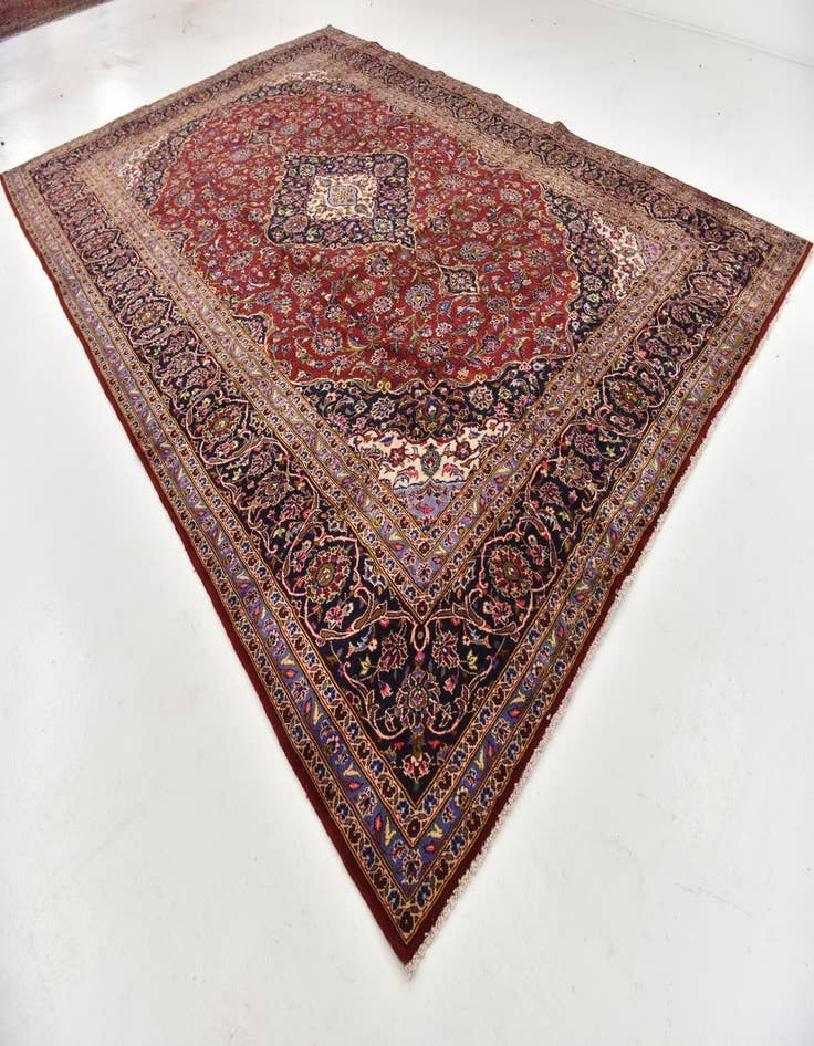 Detail image of 9' 9 x 14' 2 Hand Knotted Kashan Persian Wool Rug