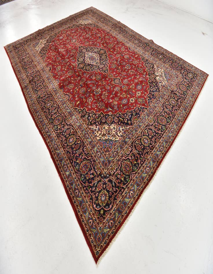 Detail image of  9' 7 x 13' 6  Hand Knotted Kashan Persian Wool Rug