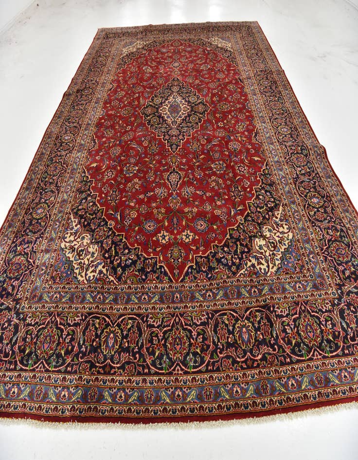 Detail image of  9' 7 x 13' 6  Hand Knotted Kashan Persian Wool Rug