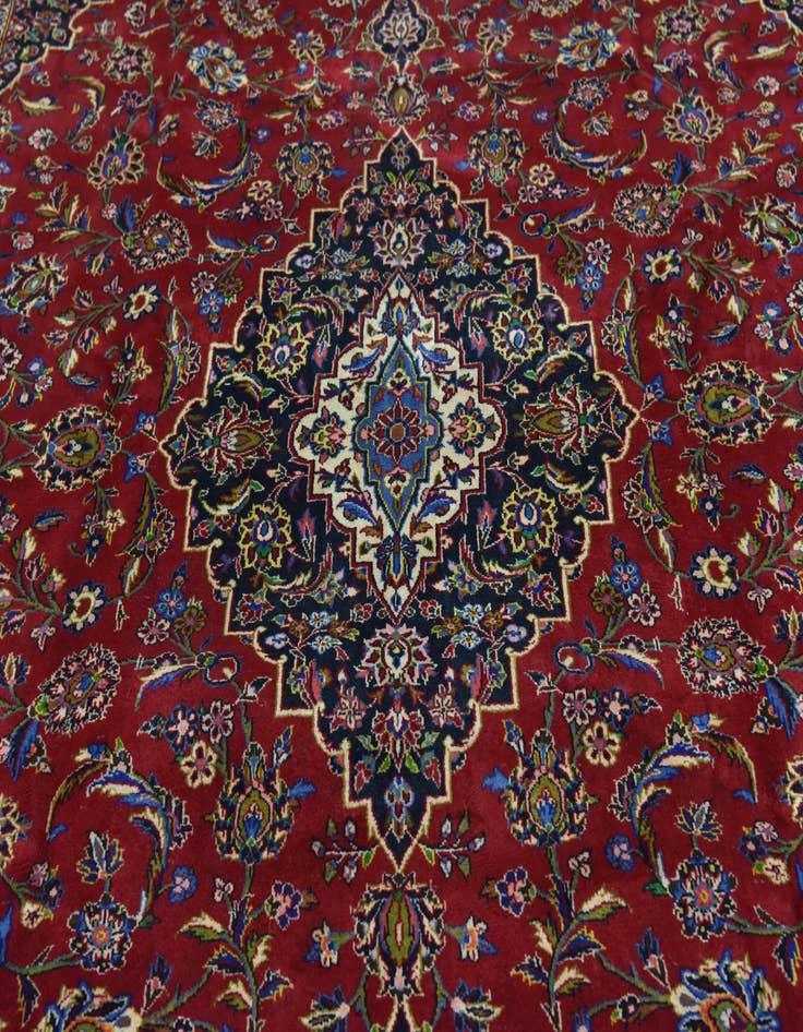 Detail image of  9' 7 x 13' 6  Hand Knotted Kashan Persian Wool Rug