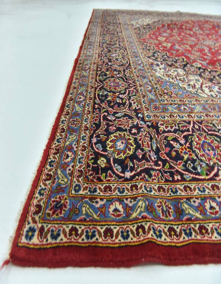 Detail image of  9' 7 x 13' 6  Hand Knotted Kashan Persian Wool Rug