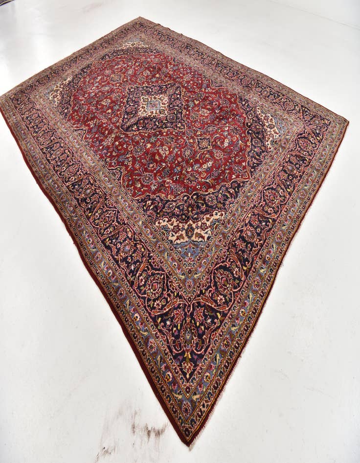 Detail image of  9' 7 x 13' 3  Hand Knotted Kashan Persian Wool Rug