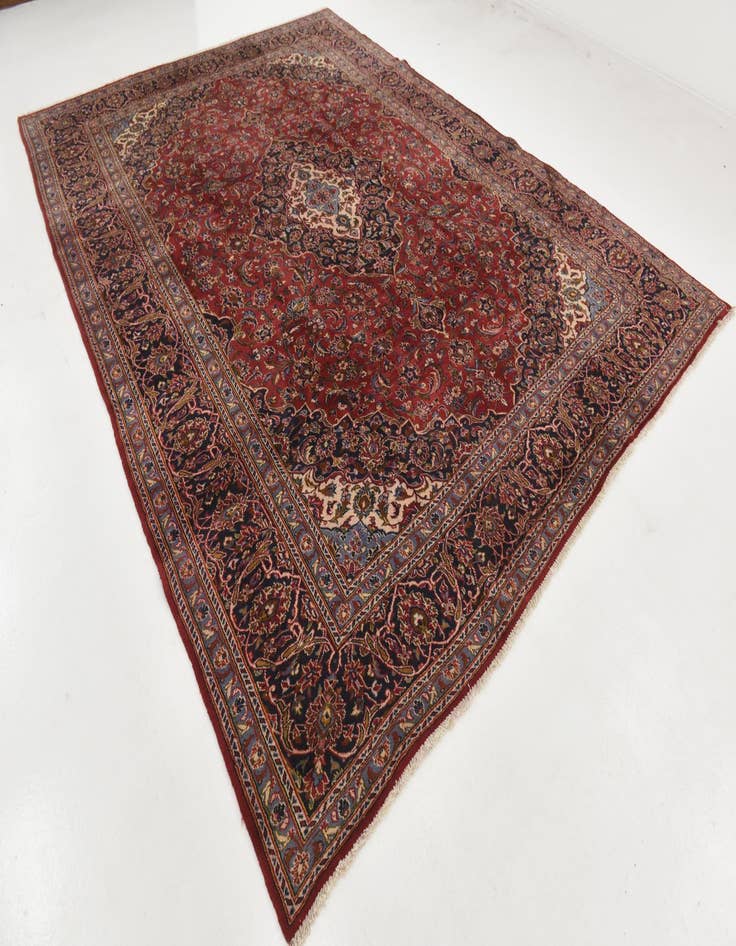 Detail image of  9' 9 x 12' 10  Hand Knotted Kashan Persian Wool Rug