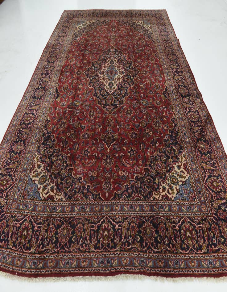 Detail image of  9' 9 x 12' 10  Hand Knotted Kashan Persian Wool Rug