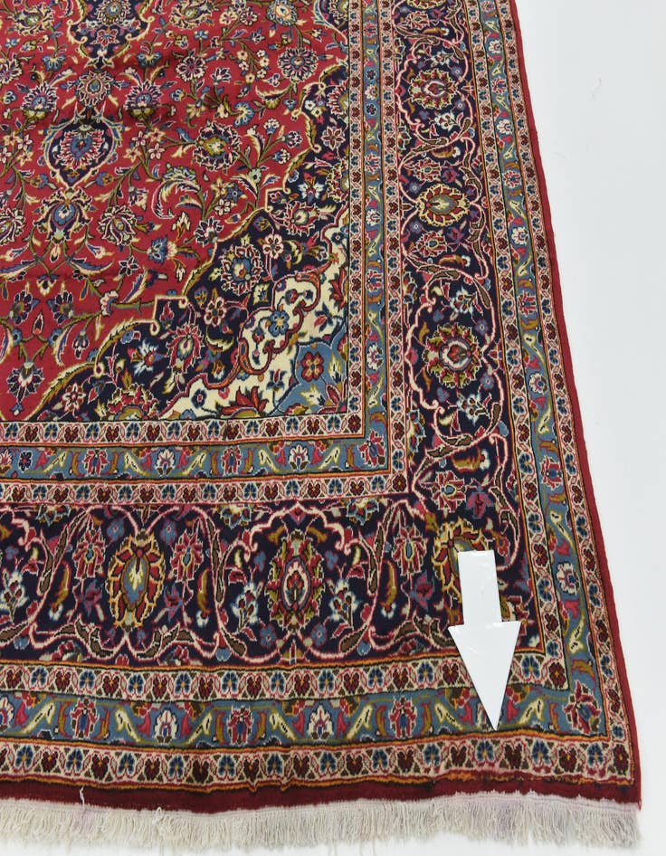 Detail image of  9' 9 x 13' 2  Hand Knotted Kashan Persian Wool Rug