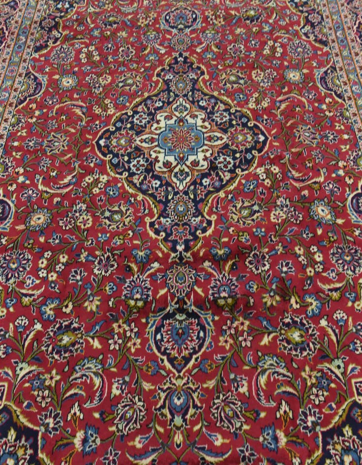 Detail image of  9' 9 x 13' 2  Hand Knotted Kashan Persian Wool Rug