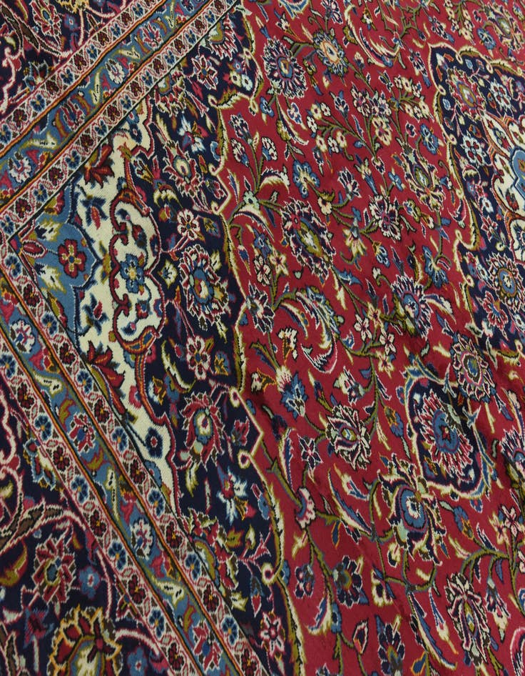 Detail image of  9' 9 x 13' 2  Hand Knotted Kashan Persian Wool Rug