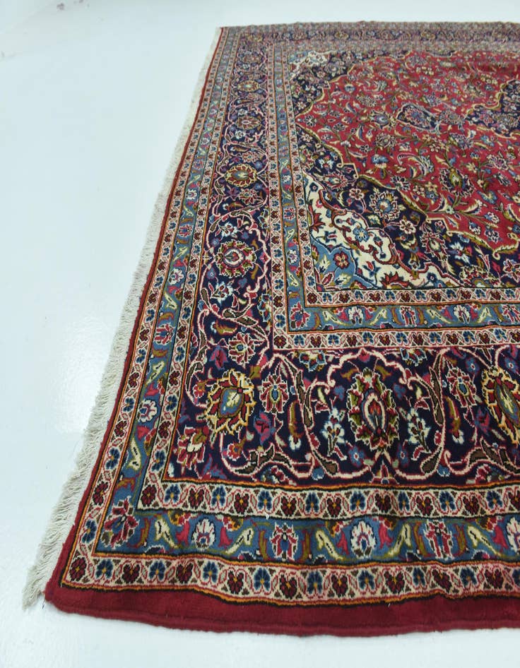 Detail image of  9' 9 x 13' 2  Hand Knotted Kashan Persian Wool Rug