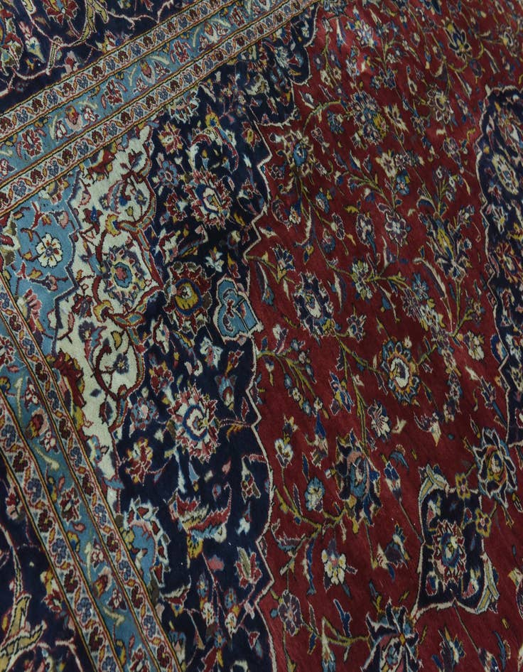 Detail image of  9' 9 x 15'  Hand Knotted Kashan Persian Wool Rug