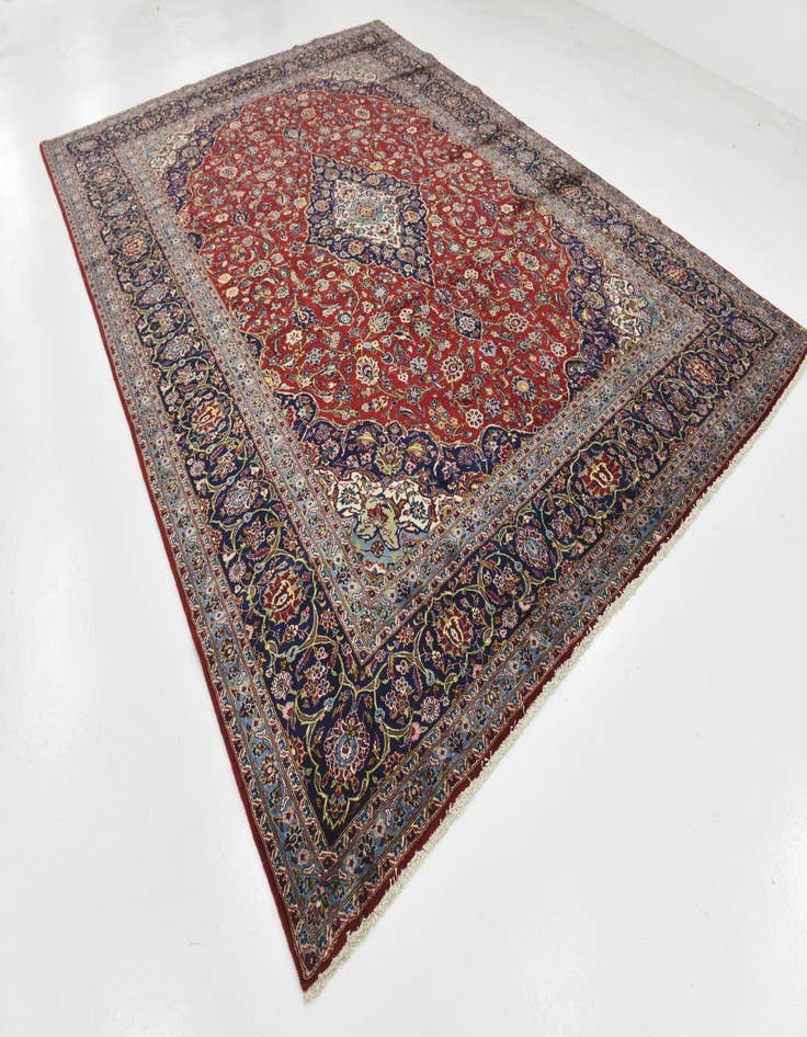 Detail image of  9' 8 x 13' 3  Hand Knotted Kashan Persian Wool Rug