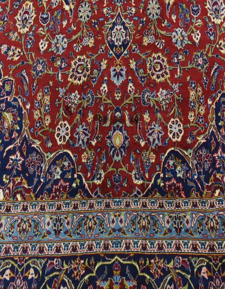 Detail image of  9' 8 x 13' 3  Hand Knotted Kashan Persian Wool Rug