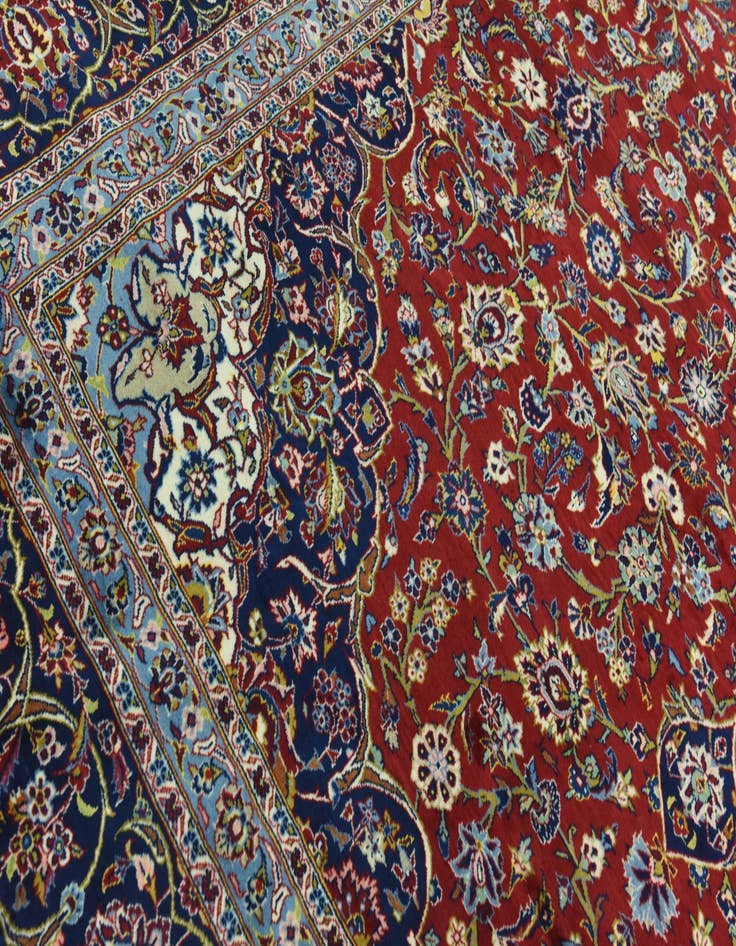 Detail image of  9' 8 x 13' 3  Hand Knotted Kashan Persian Wool Rug