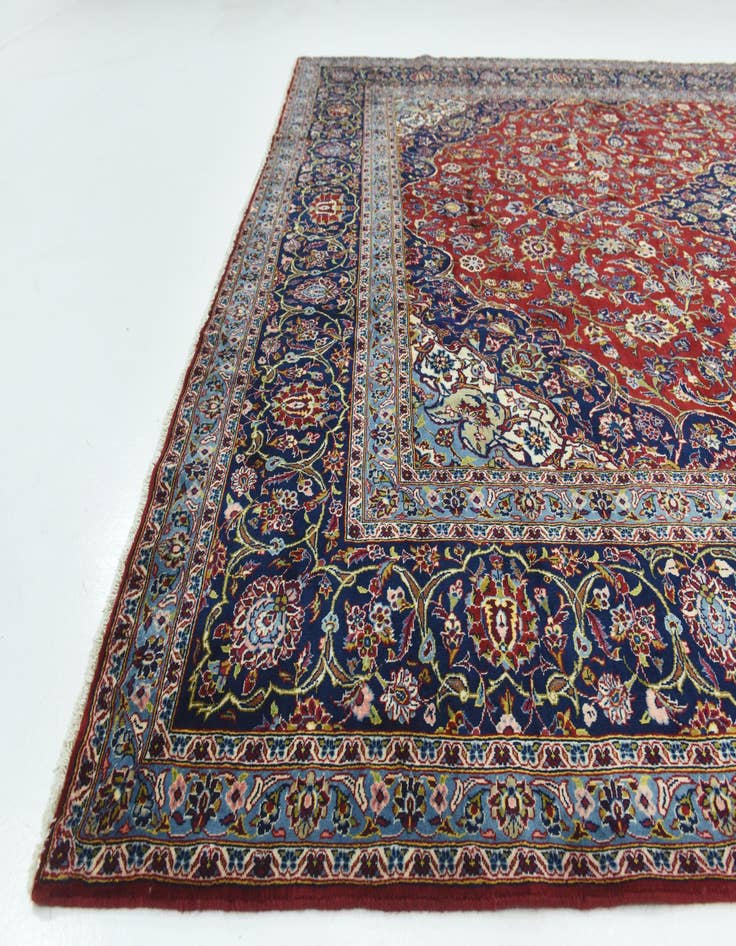 Detail image of  9' 8 x 13' 3  Hand Knotted Kashan Persian Wool Rug