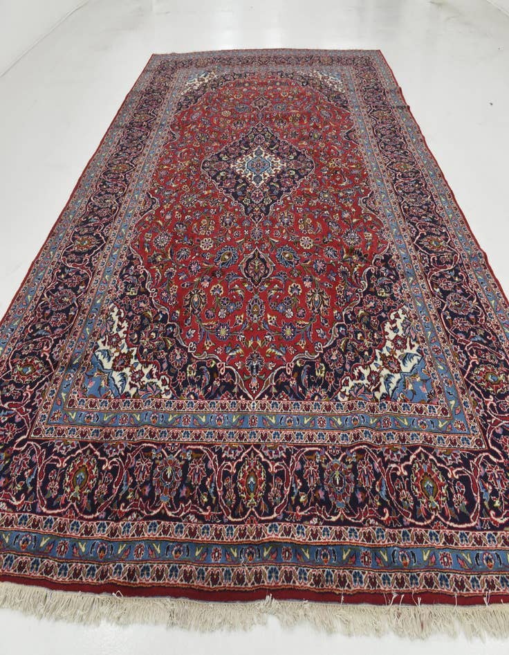 Detail image of  9' 6 x 13'  Hand Knotted Kashan Persian Wool Rug