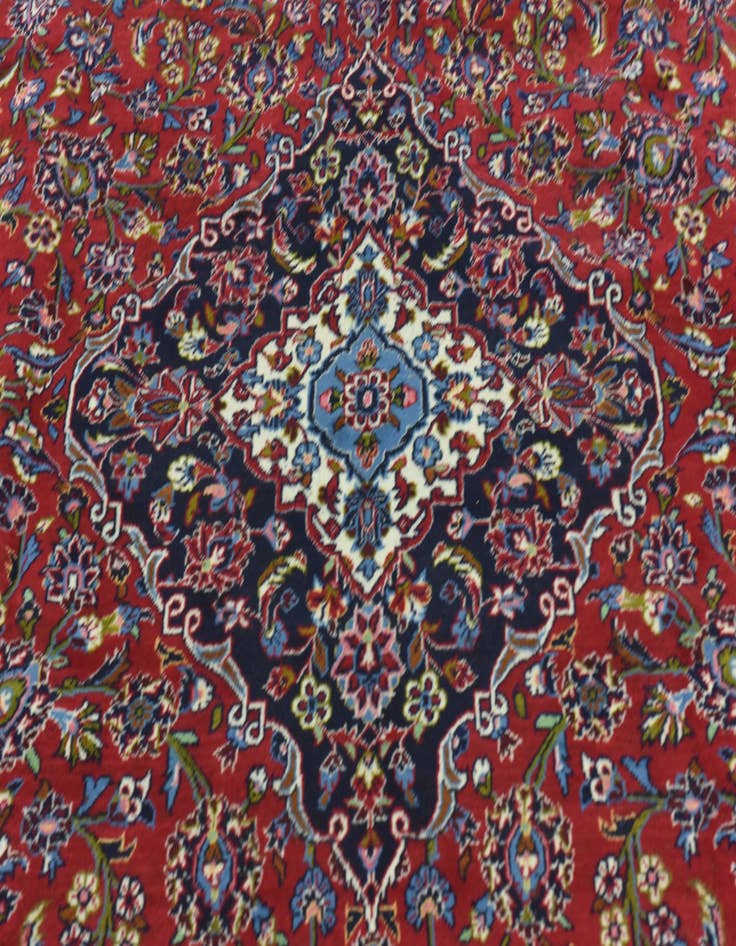 Detail image of  9' 6 x 13'  Hand Knotted Kashan Persian Wool Rug