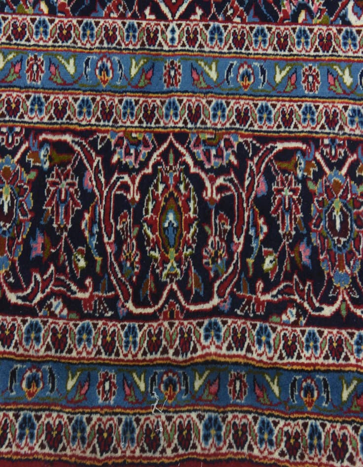 Detail image of  9' 6 x 13'  Hand Knotted Kashan Persian Wool Rug