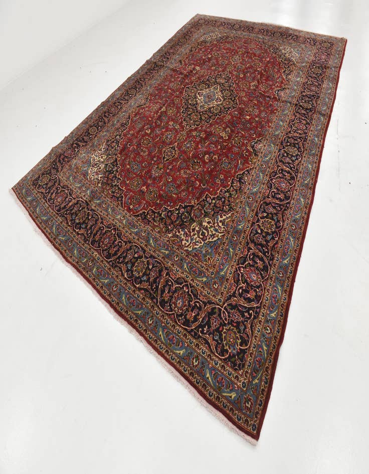 Detail image of  9' 8 x 13' 8  Hand Knotted Kashan Persian Wool Rug