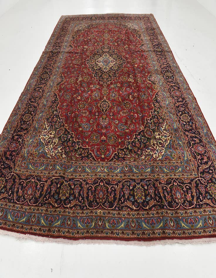 Detail image of  9' 8 x 13' 8  Hand Knotted Kashan Persian Wool Rug