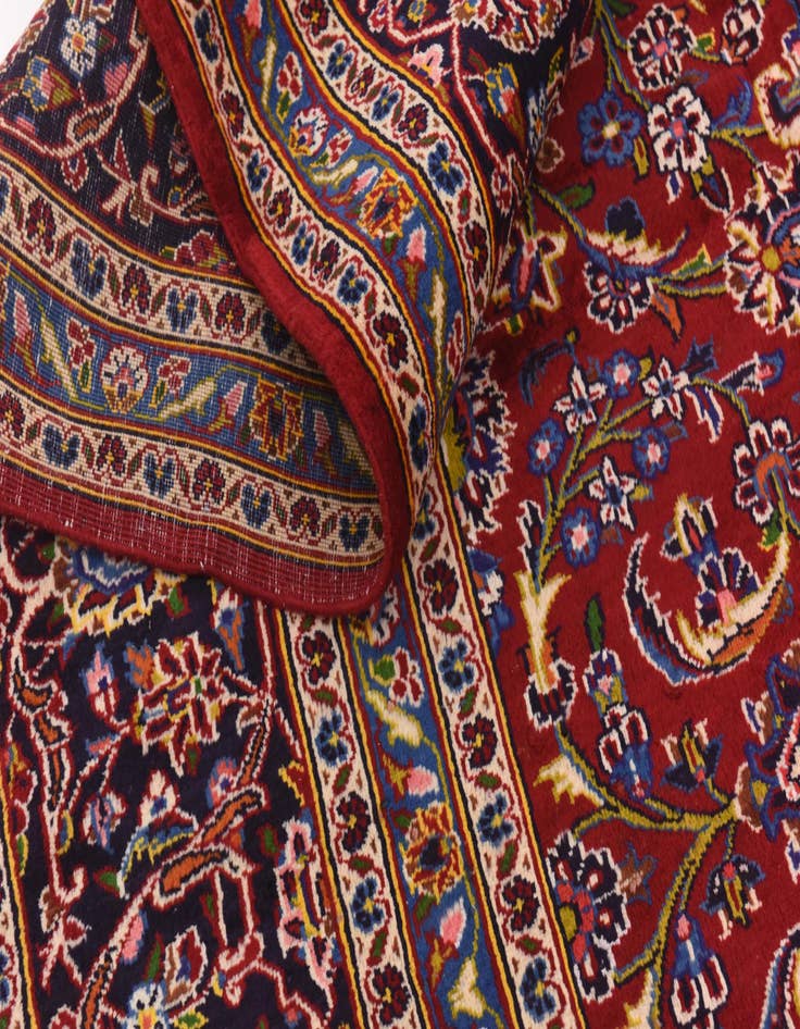 Detail image of  9' 9 x 13'  Hand Knotted Kashan Persian Wool Rug