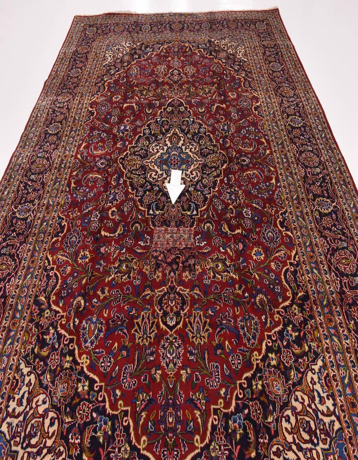 Detail image of  9' 9 x 13'  Hand Knotted Kashan Persian Wool Rug