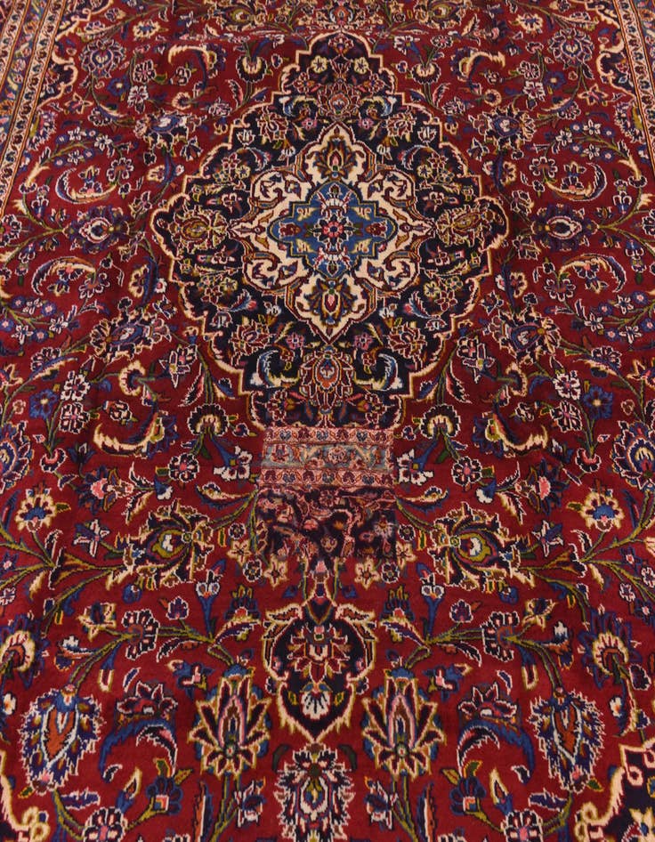 Detail image of  9' 9 x 13'  Hand Knotted Kashan Persian Wool Rug