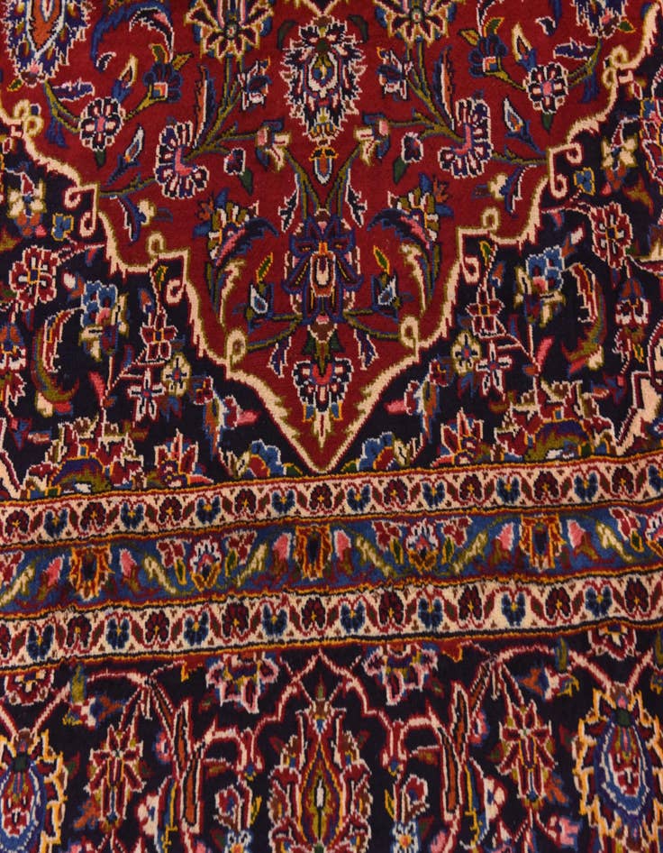 Detail image of  9' 9 x 13'  Hand Knotted Kashan Persian Wool Rug