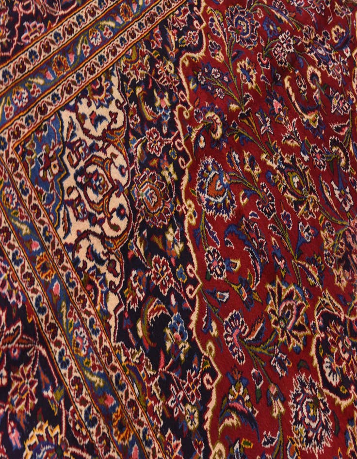 Detail image of  9' 9 x 13'  Hand Knotted Kashan Persian Wool Rug