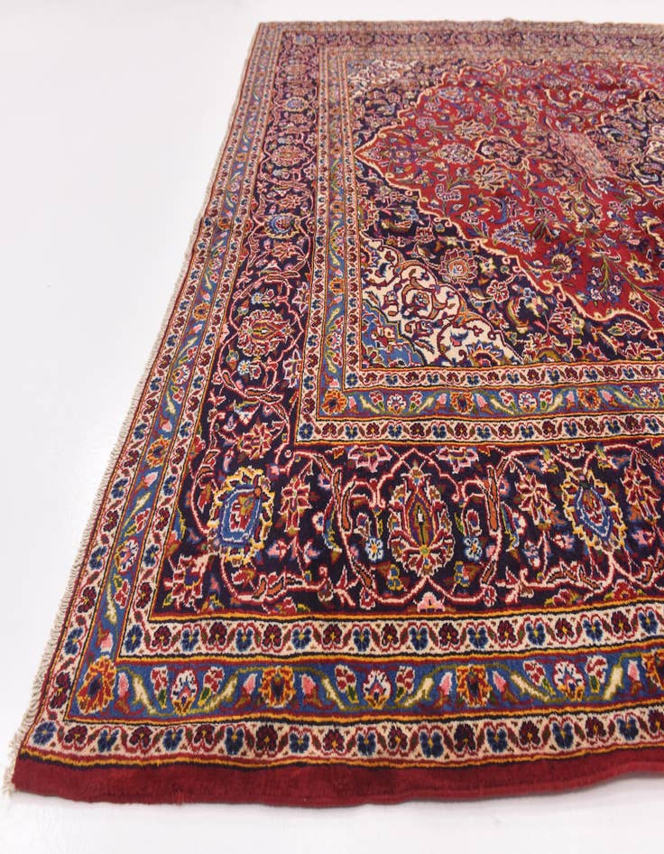 Detail image of  9' 9 x 13'  Hand Knotted Kashan Persian Wool Rug
