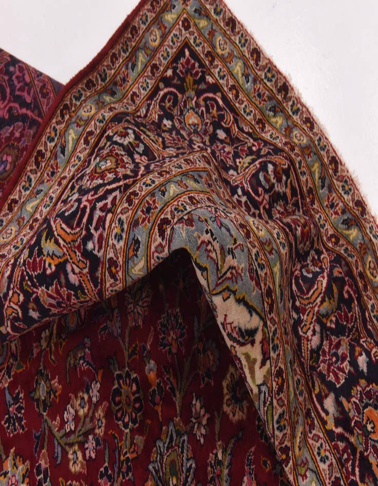 Detail image of  9' 8 x 13'  Hand Knotted Kashan Persian Wool Rug