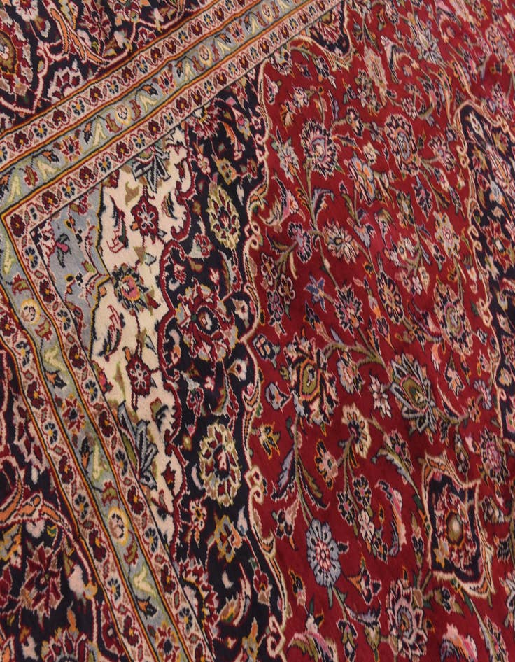 Detail image of  9' 8 x 13'  Hand Knotted Kashan Persian Wool Rug