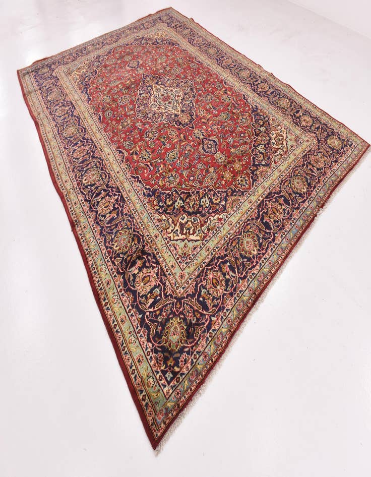 Detail image of  9' 6 x 12' 8  Hand Knotted Kashan Persian Wool Rug