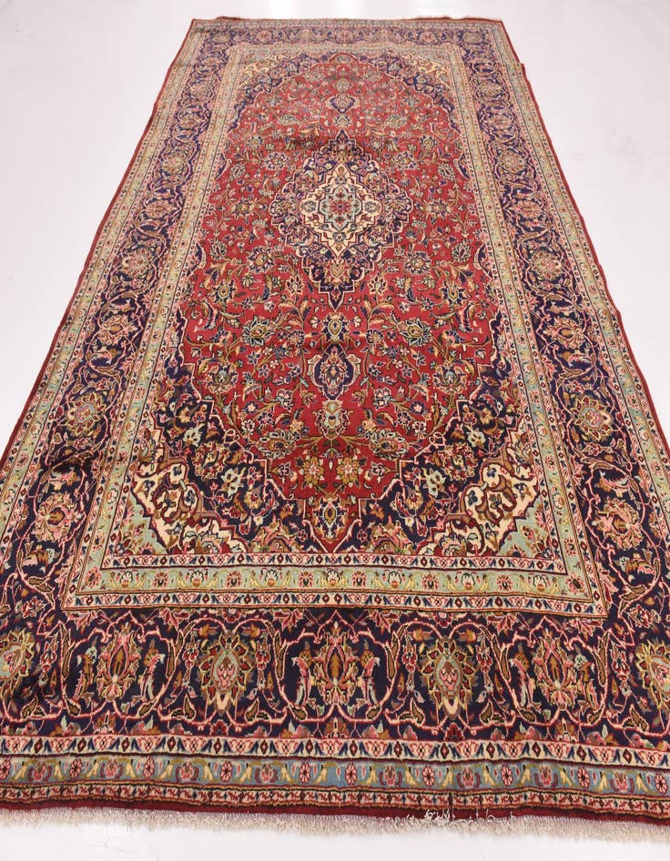 Detail image of  9' 6 x 12' 8  Hand Knotted Kashan Persian Wool Rug