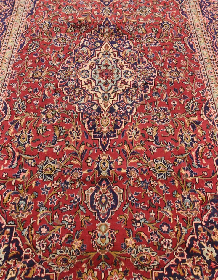 Detail image of  9' 6 x 12' 8  Hand Knotted Kashan Persian Wool Rug