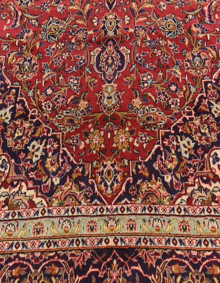Detail image of  9' 6 x 12' 8  Hand Knotted Kashan Persian Wool Rug