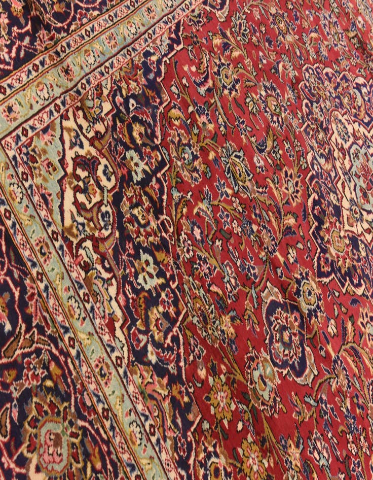 Detail image of  9' 6 x 12' 8  Hand Knotted Kashan Persian Wool Rug