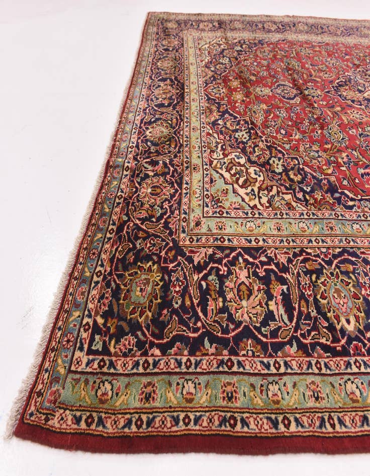 Detail image of  9' 6 x 12' 8  Hand Knotted Kashan Persian Wool Rug