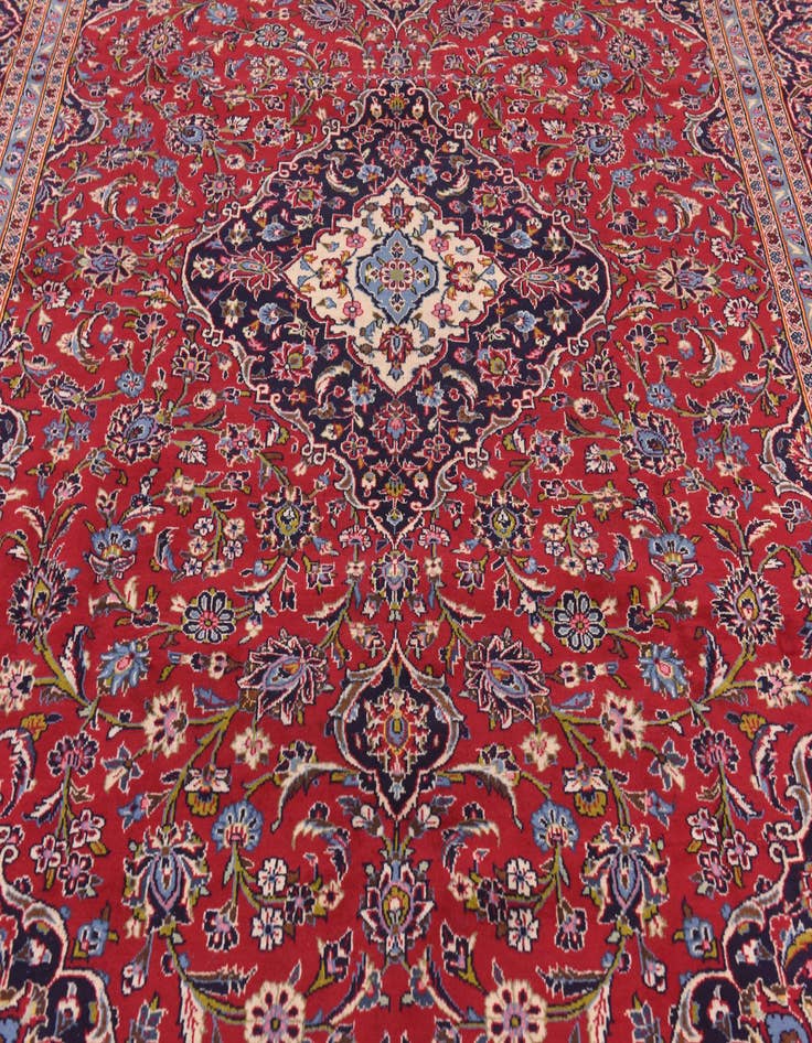 Detail image of  9' 9 x 13' 3  Hand Knotted Kashan Persian Wool Rug