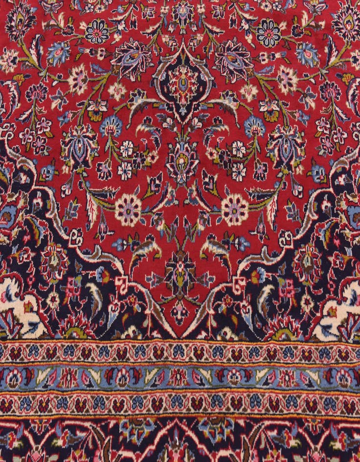 Detail image of  9' 9 x 13' 3  Hand Knotted Kashan Persian Wool Rug
