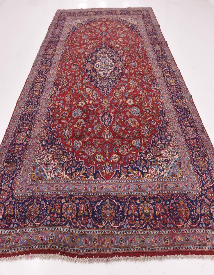 Detail image of  9' 9 x 13' 4  Hand Knotted Kashan Persian Wool Rug