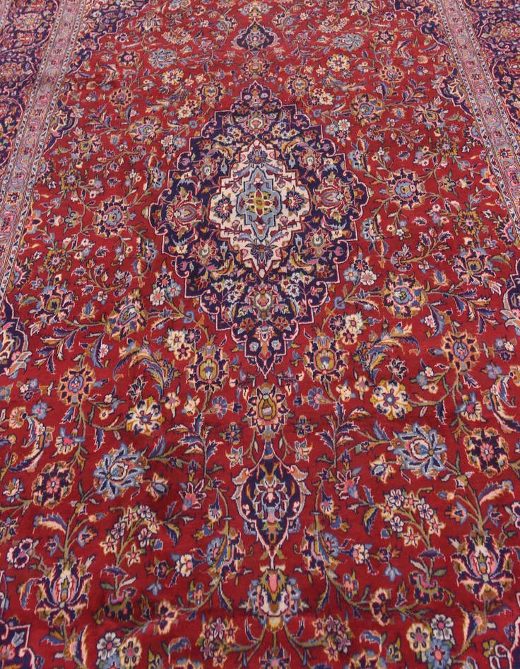 Detail image of  9' 9 x 13' 4  Hand Knotted Kashan Persian Wool Rug