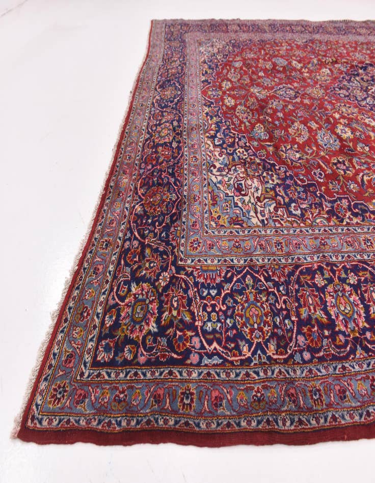 Detail image of  9' 9 x 13' 4  Hand Knotted Kashan Persian Wool Rug