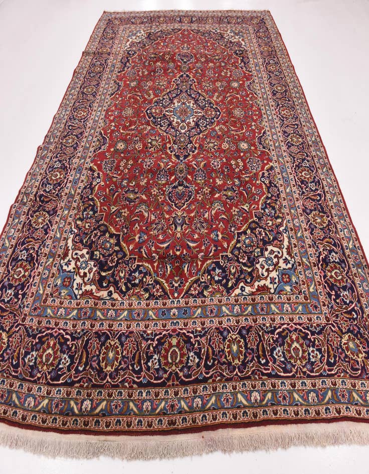 Detail image of  9' 9 x 13'  Hand Knotted Kashan Persian Wool Rug