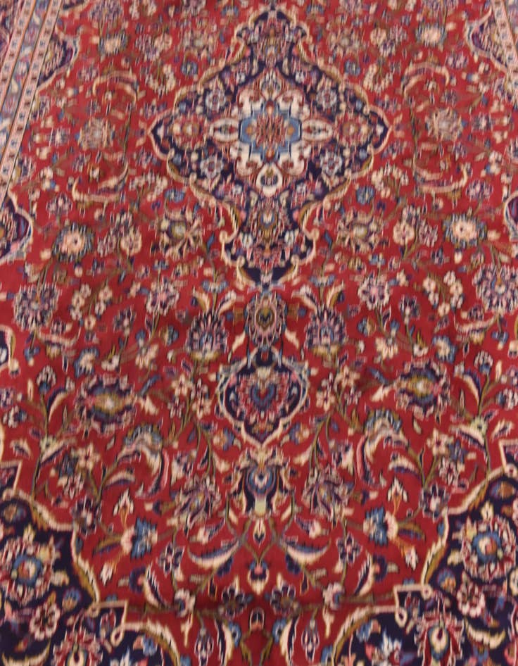 Detail image of  9' 9 x 13'  Hand Knotted Kashan Persian Wool Rug