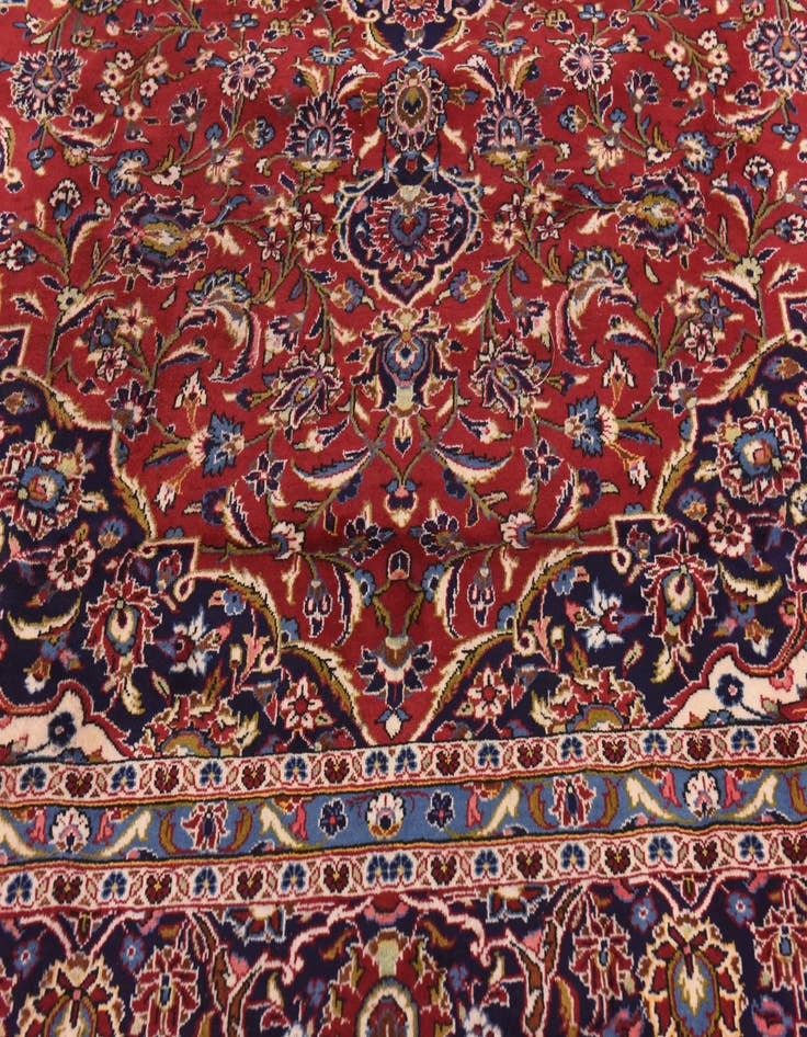 Detail image of  9' 9 x 13'  Hand Knotted Kashan Persian Wool Rug