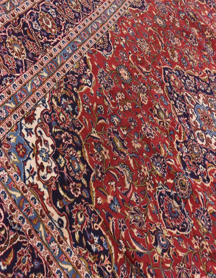 Detail image of  9' 9 x 13'  Hand Knotted Kashan Persian Wool Rug