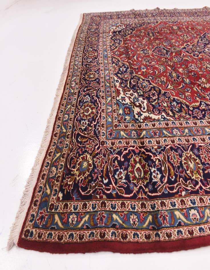 Detail image of  9' 9 x 13'  Hand Knotted Kashan Persian Wool Rug