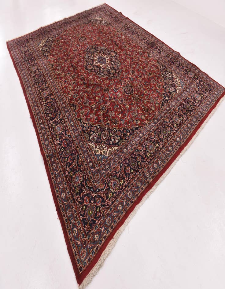 Detail image of  9' 9 x 12' 6  Hand Knotted Kashan Persian Wool Rug