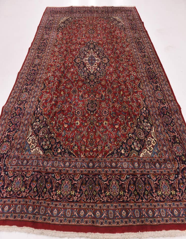 Detail image of  9' 9 x 12' 6  Hand Knotted Kashan Persian Wool Rug